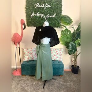 Eloquii Sage Vegan Green Leather Wrap Skirt